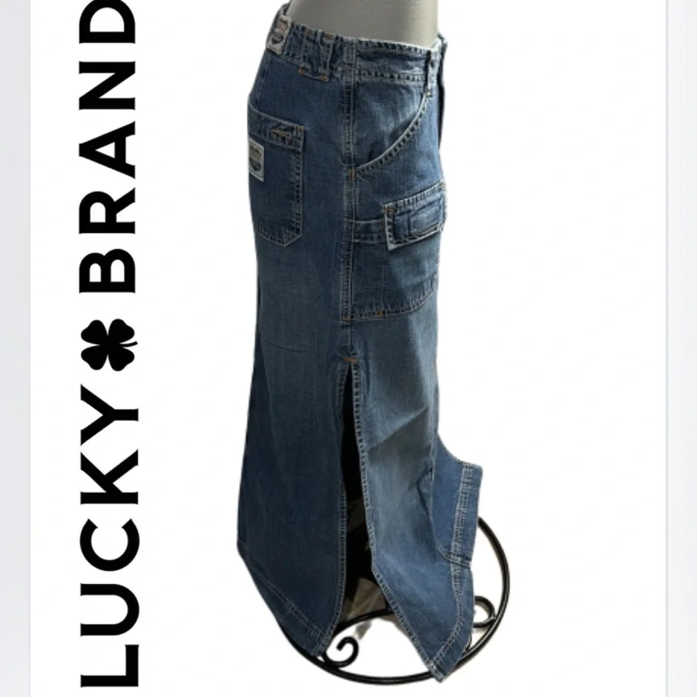 Lucky Brand Denim Maxi Skirt | Vintage Style | Size 4/27 | Side Slits - Picture 5 of 16